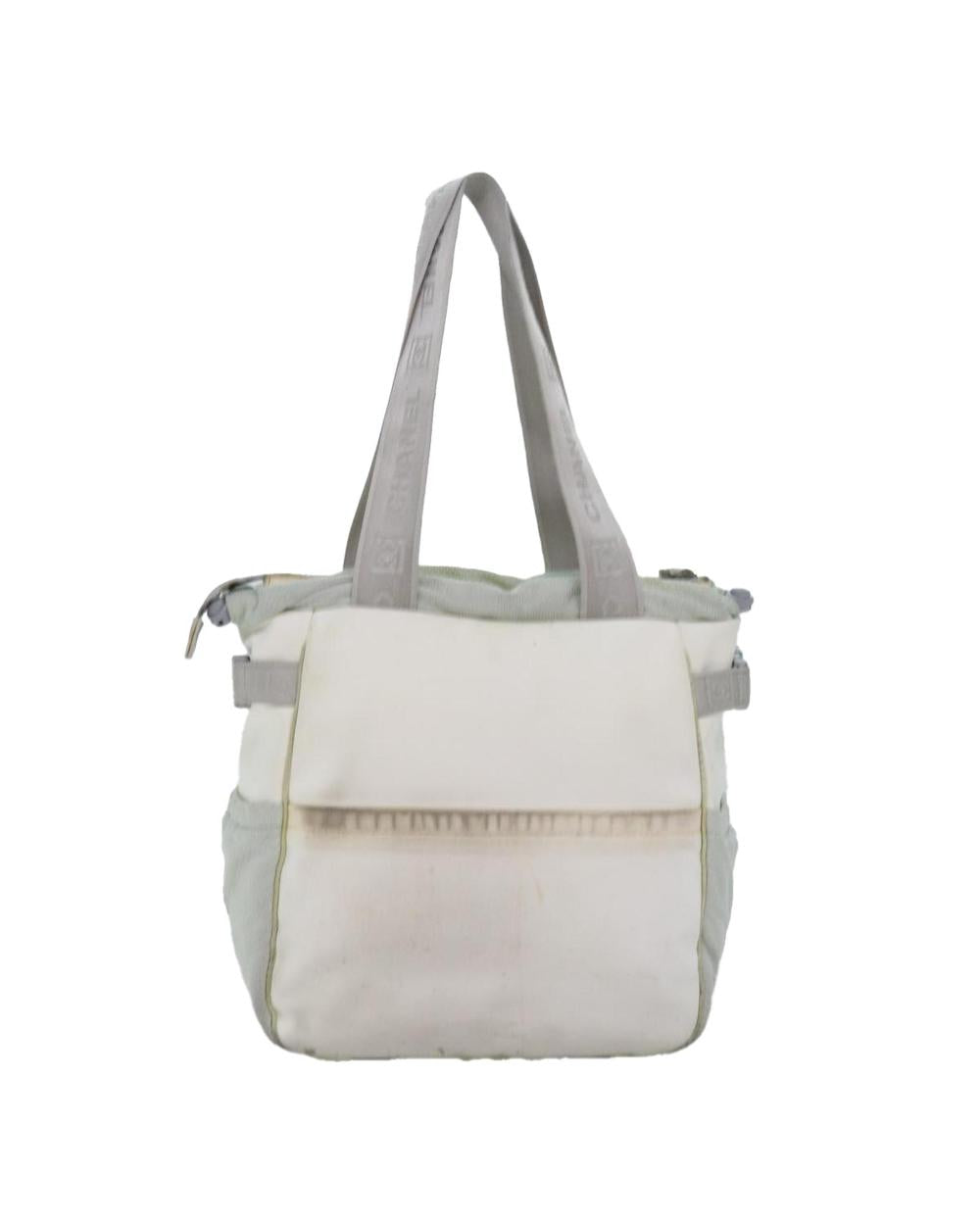 White Nylon Chanel Sports CC Logo