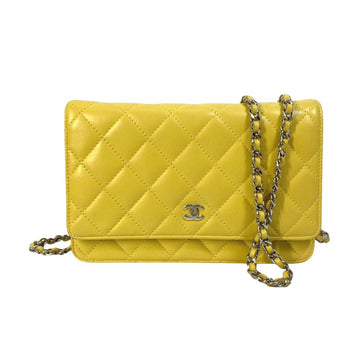 Yellow Leather Chanel Wallet On Chain