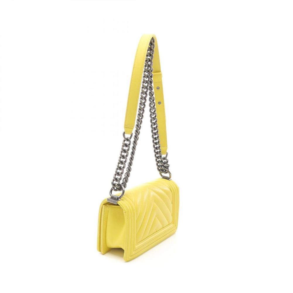 Yellow Leather Chanel Boy Bags