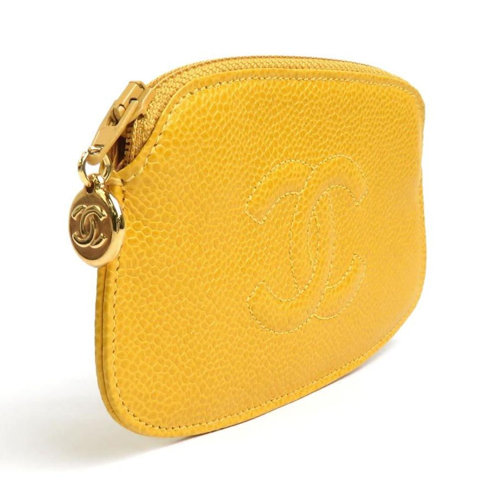Yellow Leather Chanel Pouch