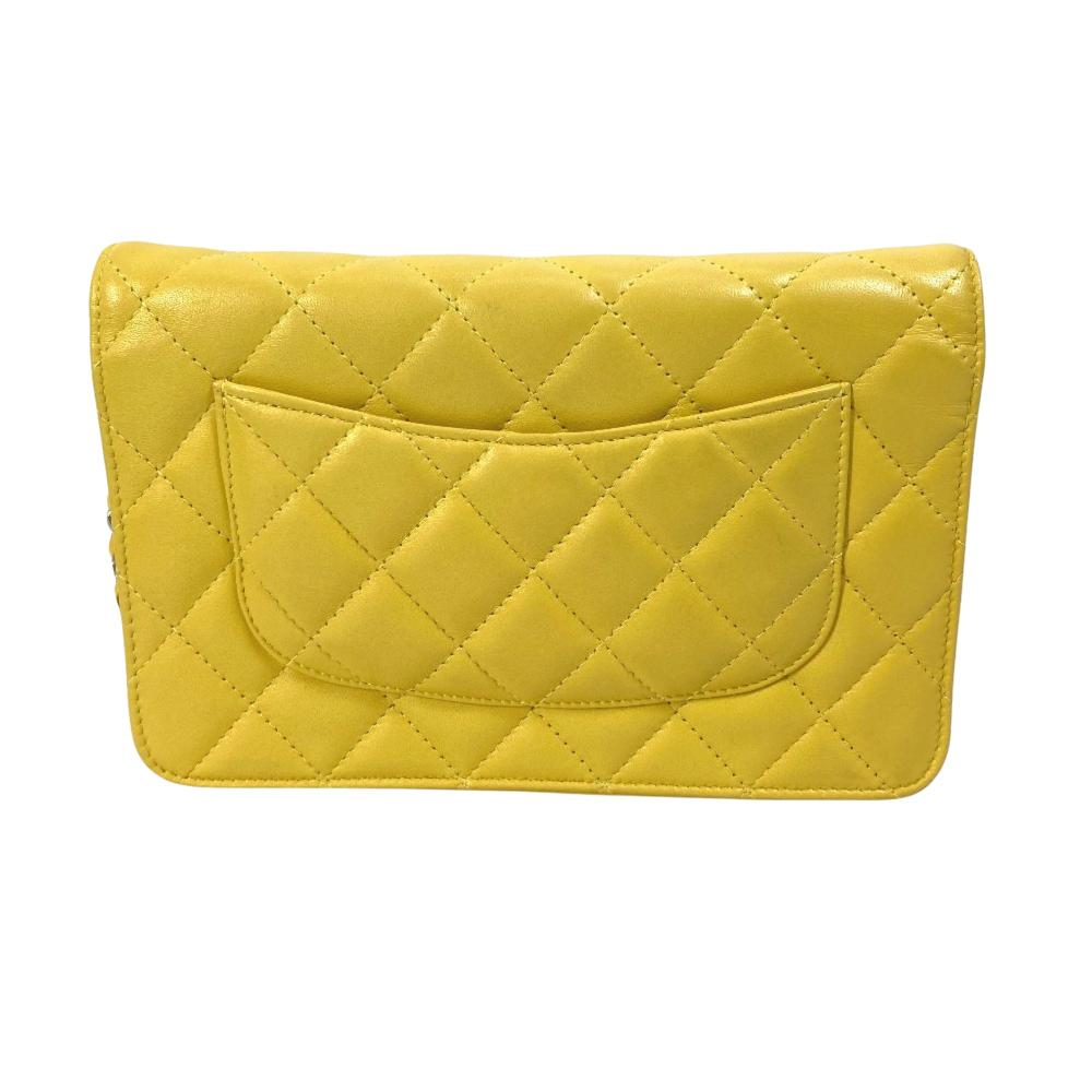 Yellow Leather Chanel Wallet On Chain