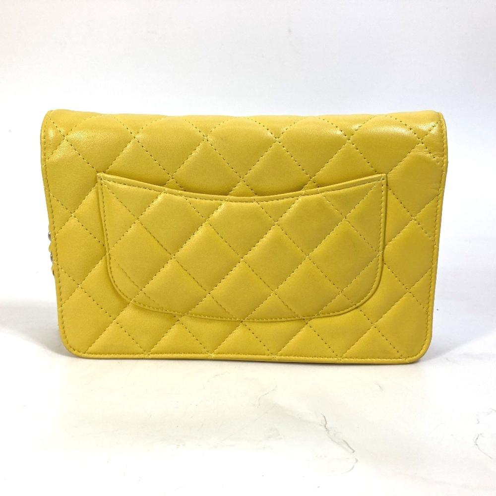 Yellow Leather Chanel Wallet On Chain