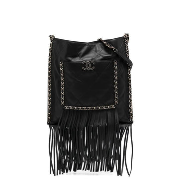 Chanel Black Leather Fringe Shopping Bag