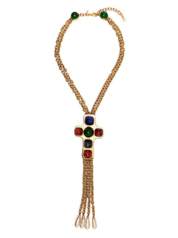 Top Quality Chanel Cabochon Cross Necklace