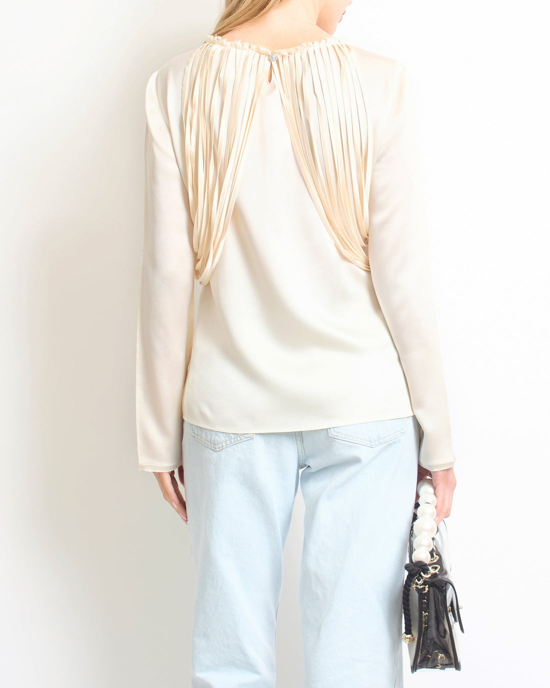 Pearl Street Bags Chanel 12/C Ivory Long Sleeve Silk Blo with Tassel Detail FR 40 (UK 12)