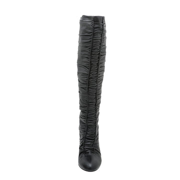 Christian Louboutin Black Pleated Knee High Boots 37