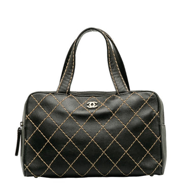 Chanel Cocono mark Wild tick Handbags Boston Bag Black Leather  Chanel