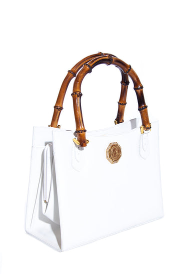 Martin Van Schaak White Bamboo Handle Handbag