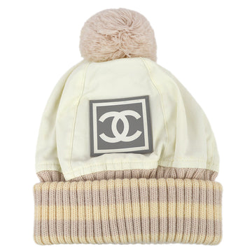Chanel Ivory Sport Line Knitted Hat Small New #M