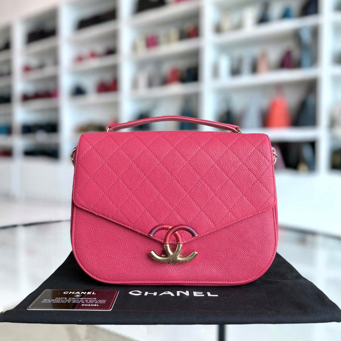 Chanel Coco Curve Cuba - 25CM Togo/epsom/caviar/clemence/callfskin/cowhide/lambskin Quilted Pink Gold Hardware Series 25