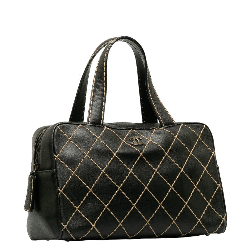 Chanel Cocono mark Wild tick Handbags Boston Bag Black Leather  Chanel