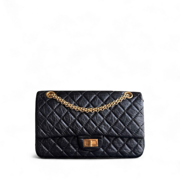 Chanel 2.55 Reissue 225 - 24CM Quilted Aged CalBNkin Black Gold Hardware Series 12