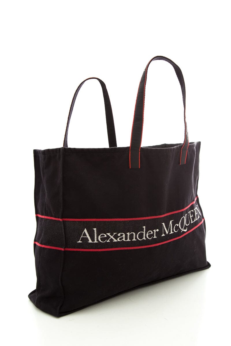 Alexander McQueen Black & Red Signature Canvas Tote