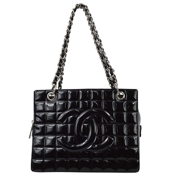 Chanel * Black  Choco Bar Chain Tote Handbag