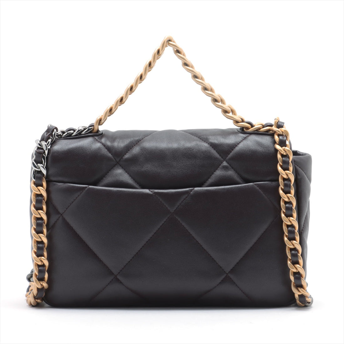 Chanel 19 in Chain Shoulder Bag Brown Gold x Silver Gold IC Chip