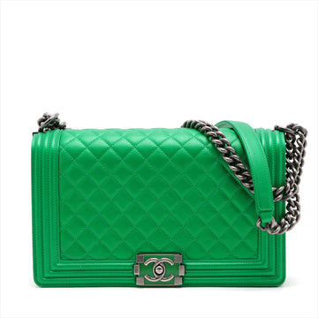 Chanel Boy  Chanel 28   Chain Shoulder Bag Green Gummetal Gold  20th A92193