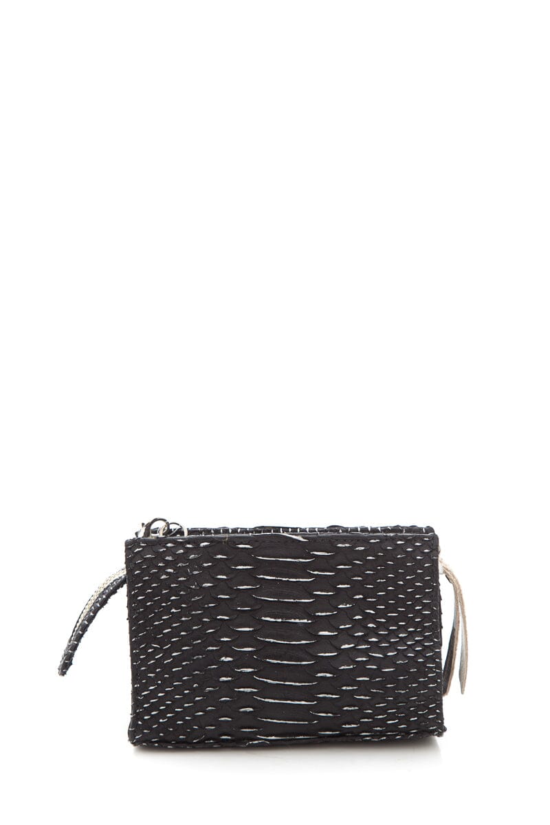 Blu + Baker Black Mini Genuine Snakeskin Handbag NWT