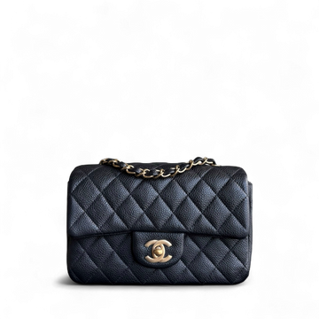 Chanel Classic Flap Mini - Togo/epsom/caviar/clemence/callfskin/cowhide/lambskin 20CM Quilted Grained CalBNkin Black Gold Hardware Series 20