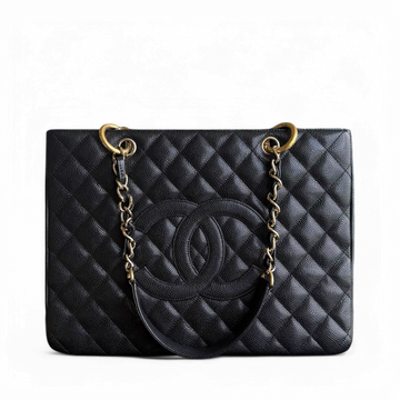 Chanel GST Grand Shopping Tote - Togo/epsom/caviar/clemence/callfskin/cowhide/lambskin Quilted Black Gold Hardware Series 11