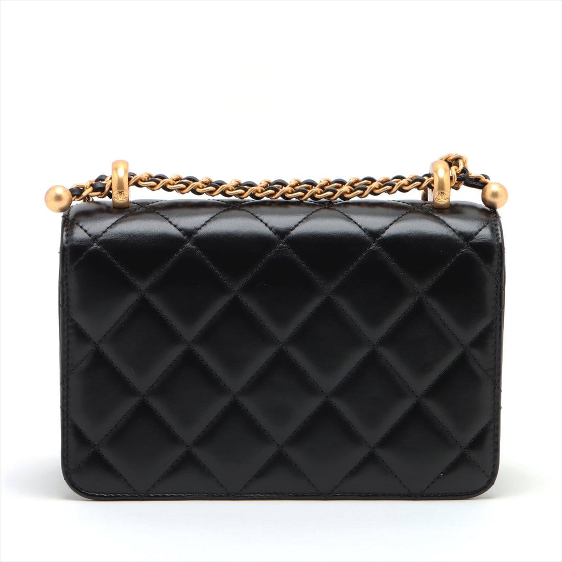 Chanel Lambskin  Chain Shoulder Bag Black G  AS2615