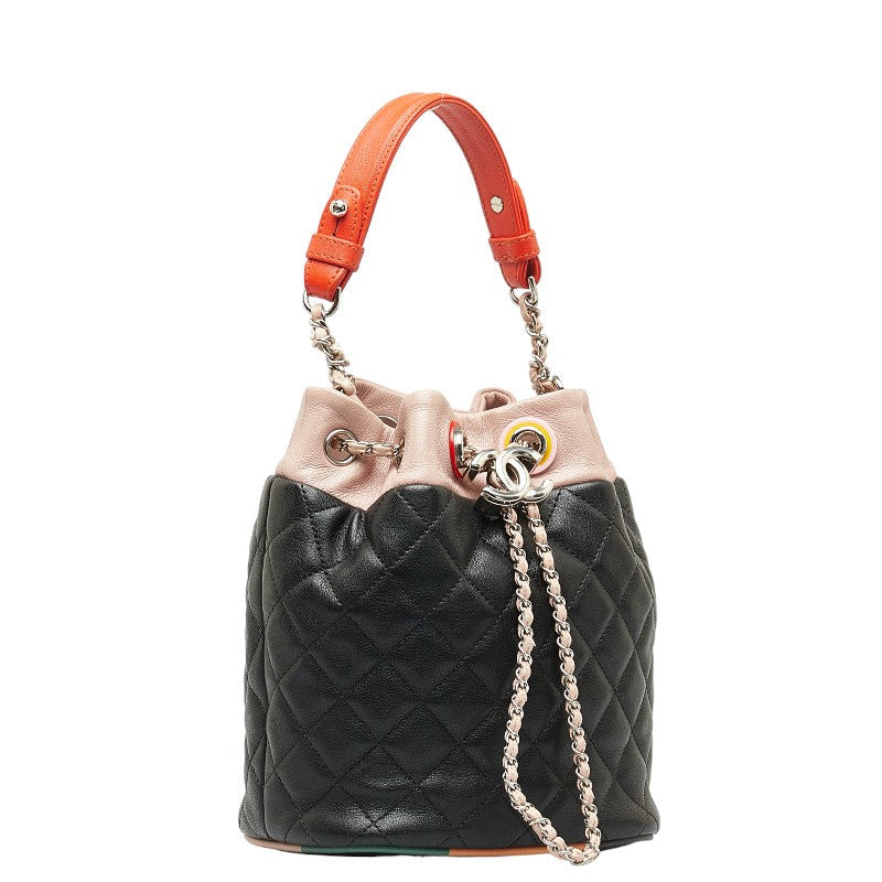 Chanel Chain Matrasse Chain Handbag 2WAY Black Pink Multicolor Lambskin  CHANEL
