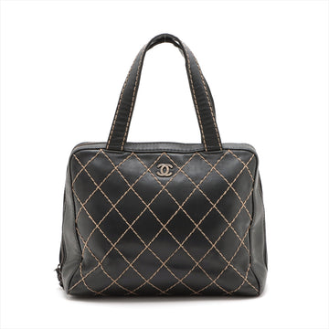 Chanel WILDSTECH Lambskinkin Tote BAG BLACK GAMMETALIC GOLD WOakSHIP 6TH EARTH  LOVE no markET SHOP