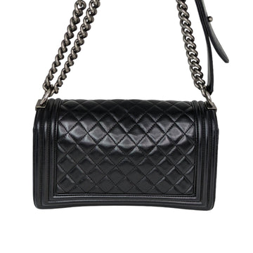 Chanel Black Quilted CalBNkin Medium Boy Bag