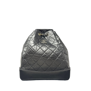 Chanel Chanel Aged CalBNkin Quilted Small Gabrielle Backpack Black - Black