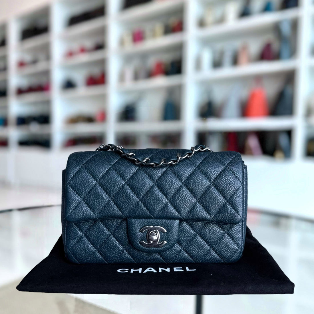 Chanel Classic Flap Mini - 20CM Togo/epsom/caviar/clemence/callfskin/cowhide/lambskin Quilted Dark Blue Green Silver Hardware Series 20