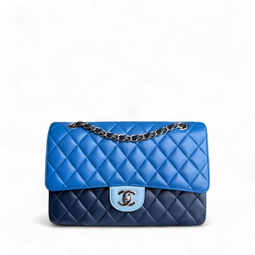 Chanel Classic Flap Medium - 25CM Quilted Lambskin Tri-Color Blue Silver Hardware Series 22
