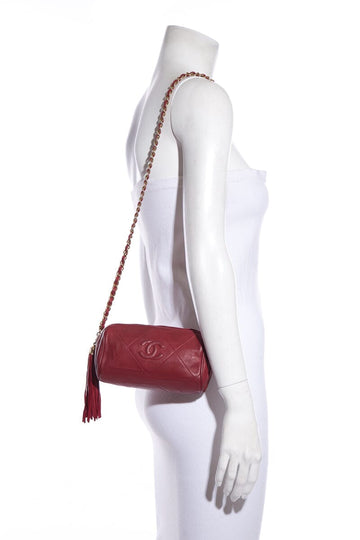 Chanel  Red Leather Crossbody Handbag
