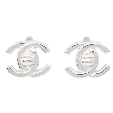 Top Quality Chanel CC Turnlock Earrings Clip-On Silver Small 97P