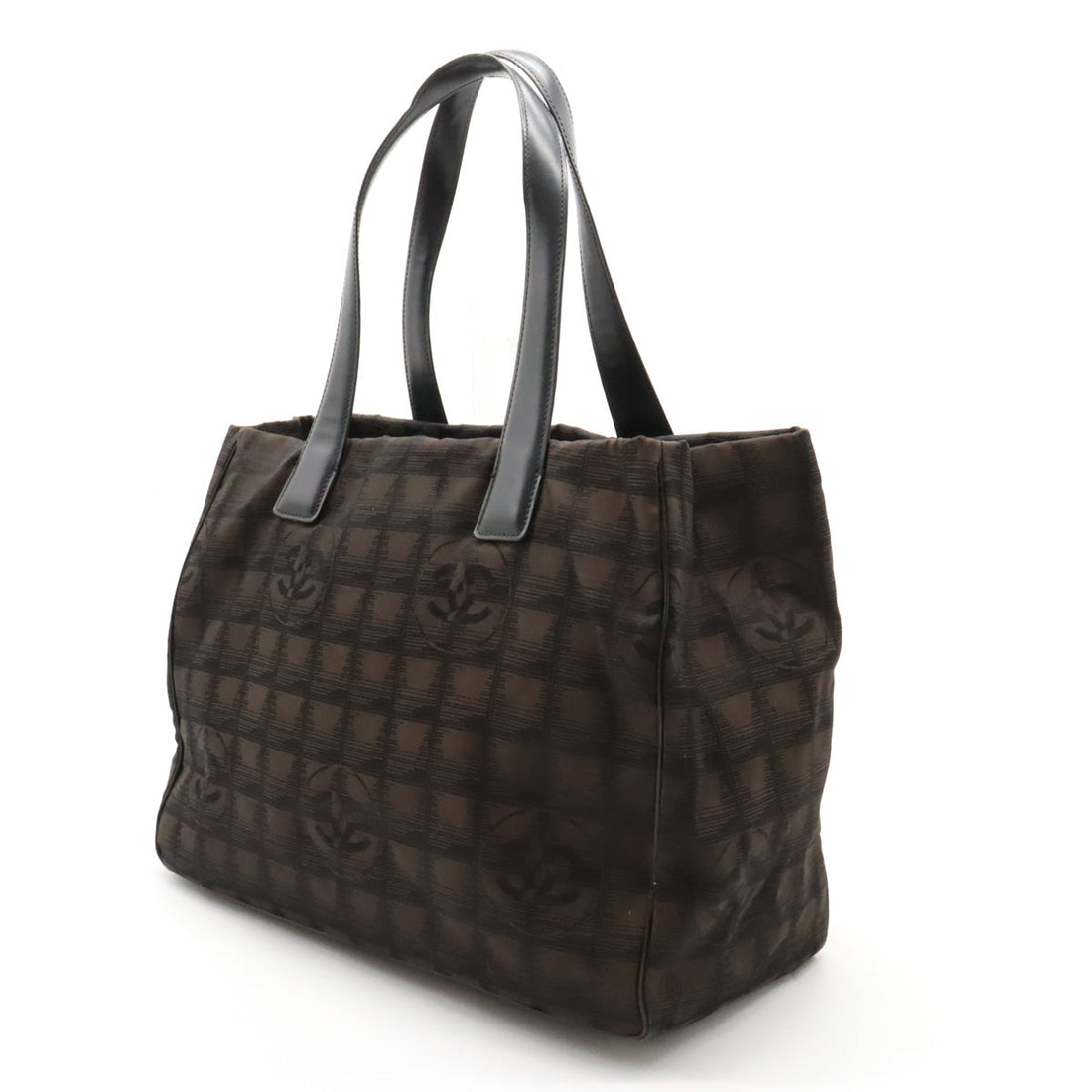 Chanel NEW LABEL LINE TOTO MM TOTO BAG Nylon Jaguar Dark Brown Tea Black A15991