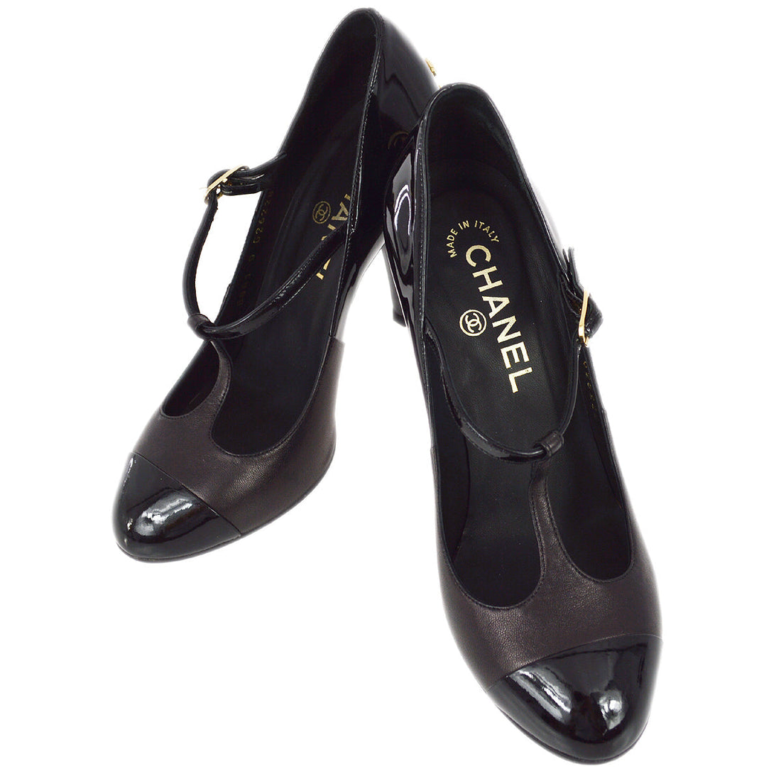 Chanel * Black Ankle Strap Pumps Shoes #35 1/2 C