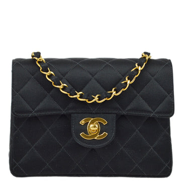 Chanel Black Satin Mini Classic Square Flap Bag 17