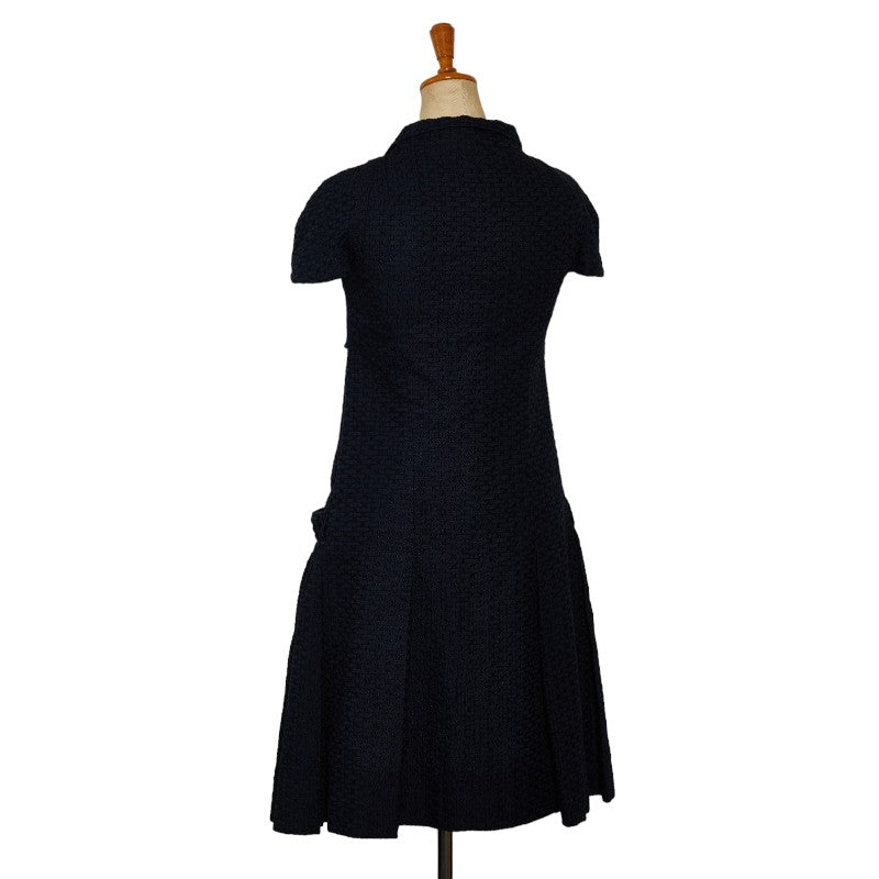 Chanel Coco Button Fresh One Earrings French Sleep Half-Sleep Size 34 P40451V23055 Navy Yolan Cotton  CHANEL