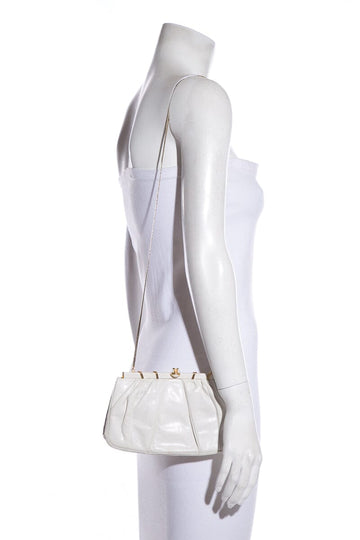 Judith Leiber  Ivory & Gold Snakeskin Clutch Handbag