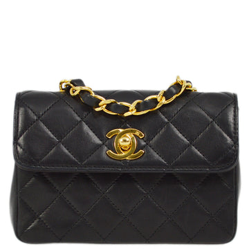 Chanel Black Lambskin Straight Flap Chain Shoulder Bag