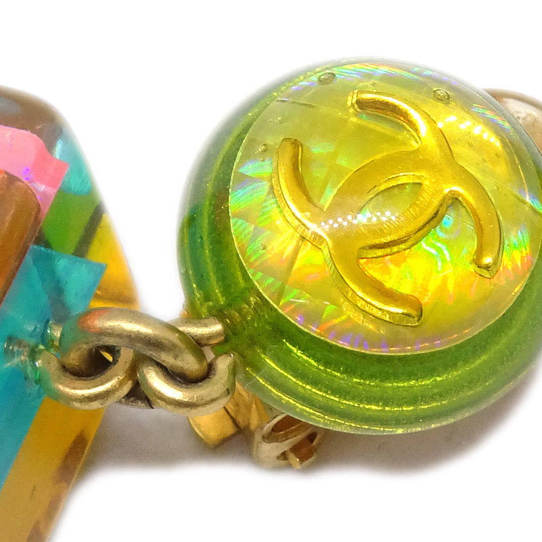 Chanel Dangle Earrings Gold Clip-On 97A