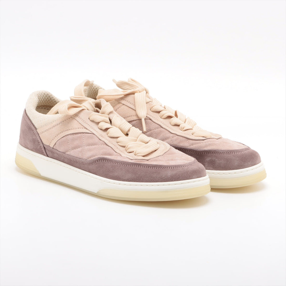 Chanel Coco Matrasse Suede Trainers 39  Beige X Pink G38740