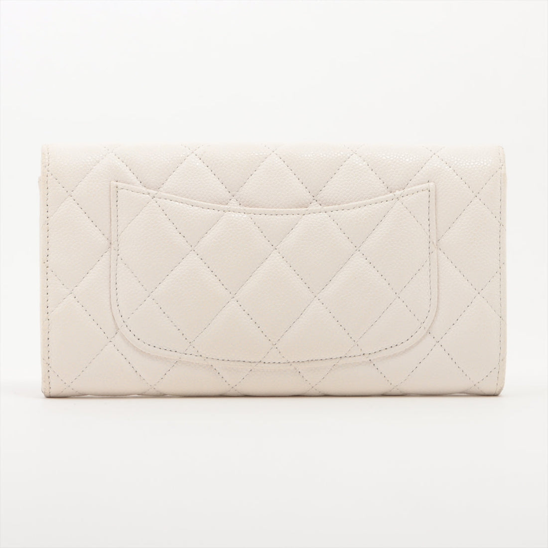 Top Quality Chanel Matrasse Caviar S Wallet White Silver Gold