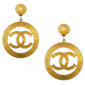 Chanel Hoop Dangle Earrings Clip-On Gold 27