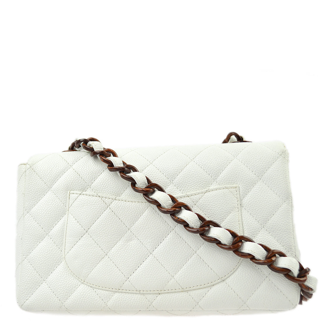 Chanel White Caviar Medium Single Flap Shoulder Bag