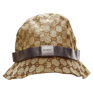 Gucci GG monogram leather trim bucket hat