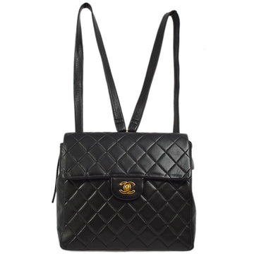 Chanel Black Lambskin Classic Flap Backpack