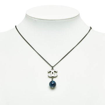 Chanel Cocono mark Colour Stone Collar Blue Black Silver Metal  Chanel