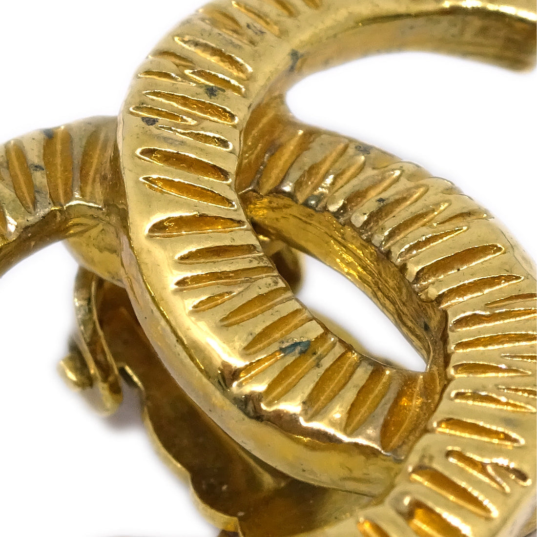 Chanel CC Earrings Clip-On Gold 93P