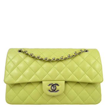 Chanel * Light Green Lambskin Medium Classic Double Flap Shoulder Bag