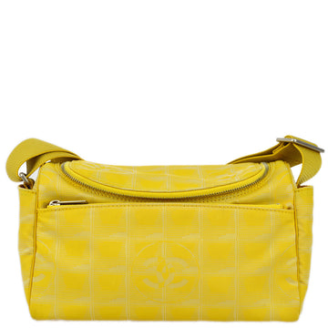 Chanel 2001-2003 Yellow Jacquard Nylon New Travel Line Shoulder Bag