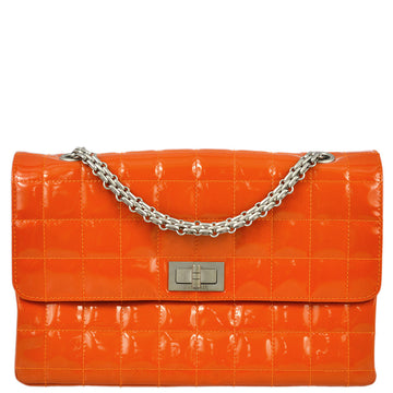 Chanel 2000-2001 Orange  leather Mademoiselle Lock Straight Flap Shoulder Bag